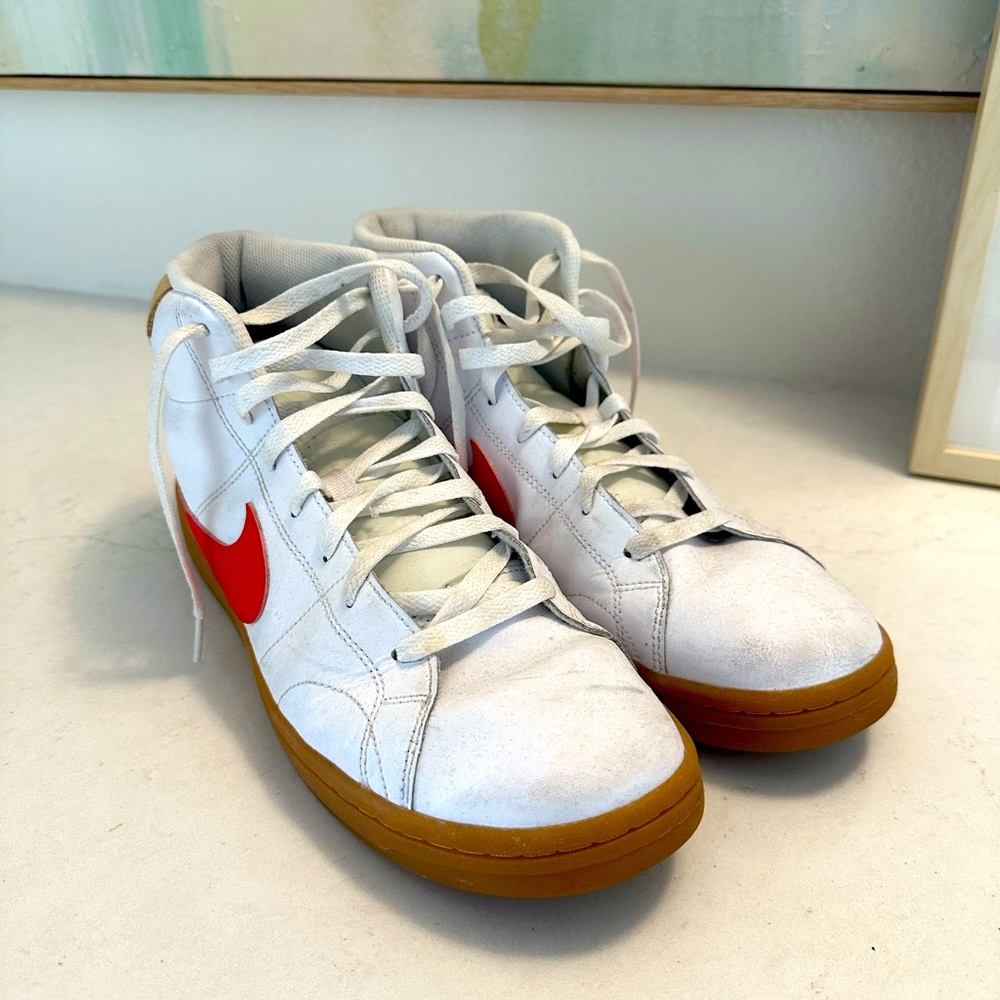 White Nike Sneakers with Gum Shoe Bottom